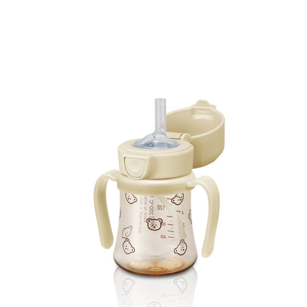 200ml Straw Cup with Flip Top & Weight - Bear_Butter Grosmimi - enjoykidsus