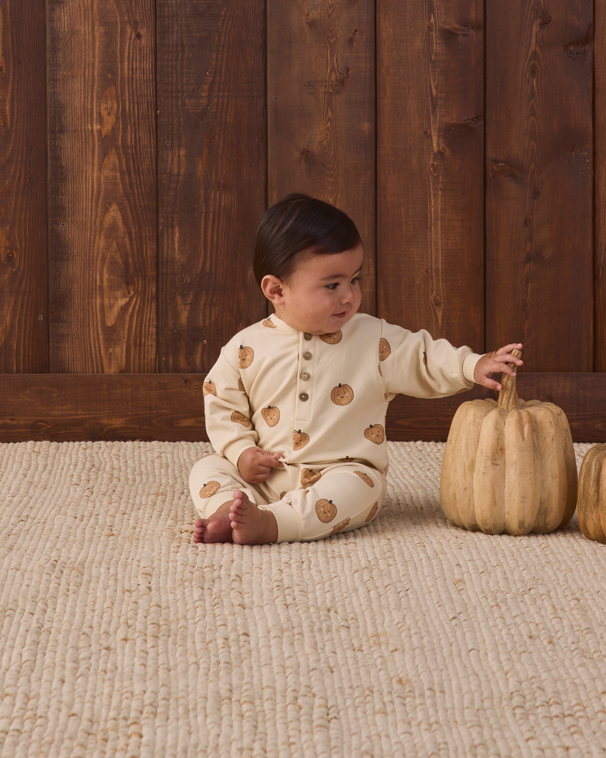 Quincy Mae Relaxed Fleece Jumpsuit - Pumpkins - official product image 4