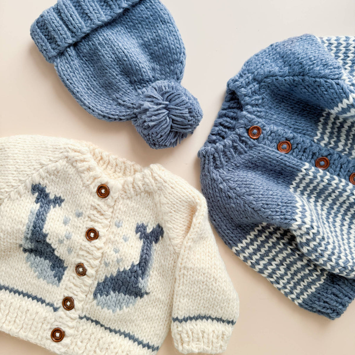 The Blueberry Hill Classic Pom Hat - Blue Boy Beanie