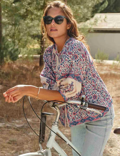 M.A.B.E Della Floral Jacket – Blue Cotton Summer Jacket