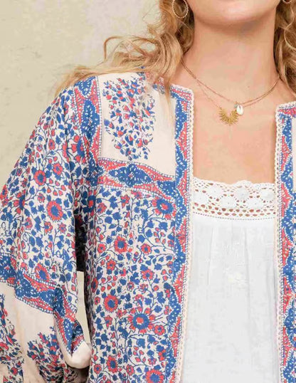 M.A.B.E Della Floral Jacket – Blue Cotton Summer Jacket