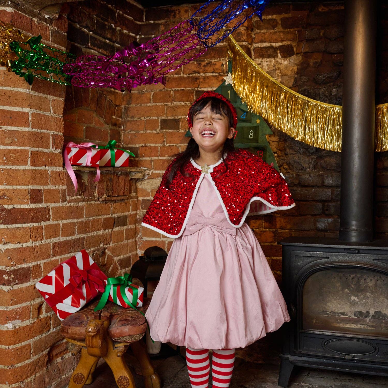 Rockahula - Jolly Santa Sequin Velvet Cape (3-10 Years)