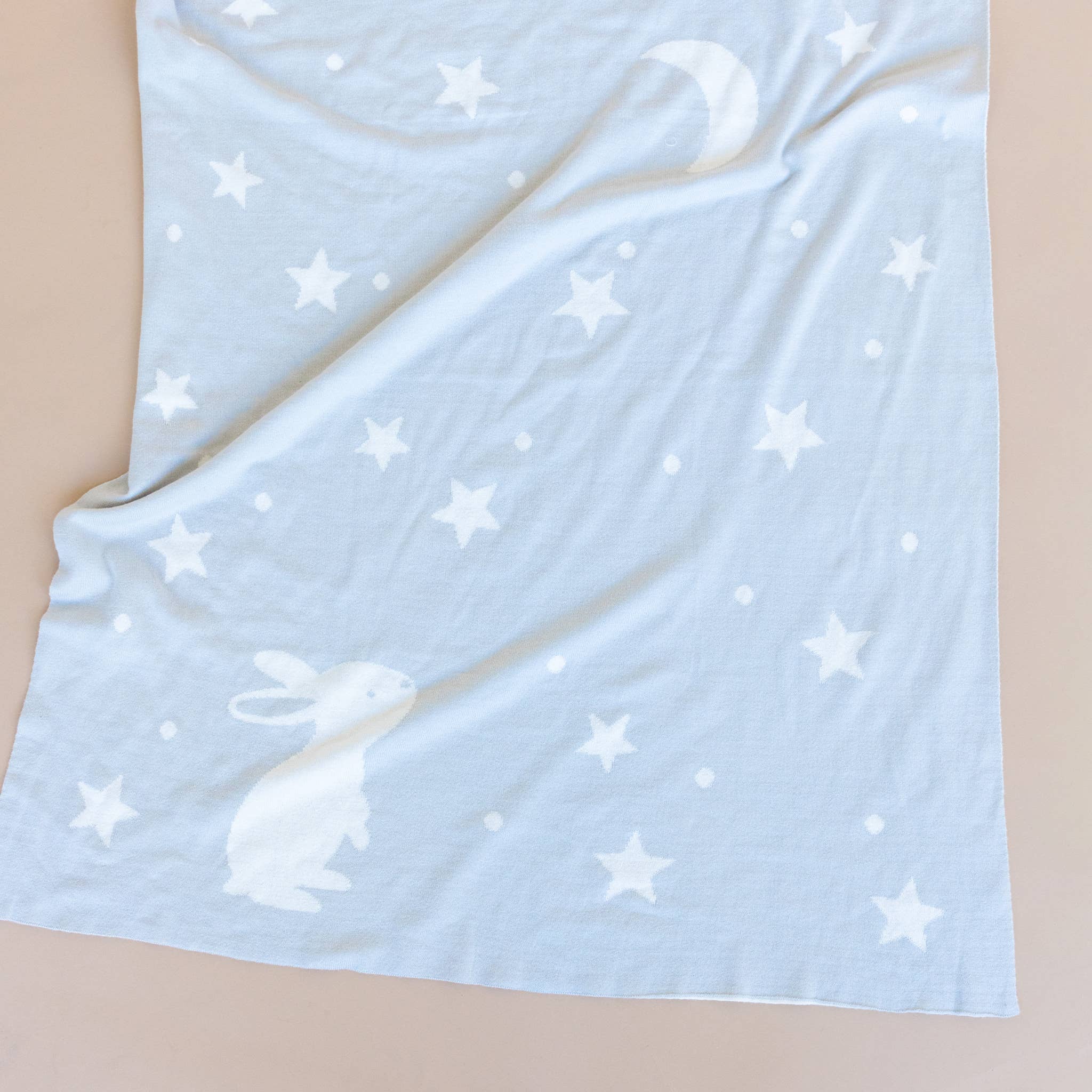 The Blueberry Hill - Set Star Moon Bunny Blanket Lovey Gift Baby Shower Organic: Blanket + Cream Lovey