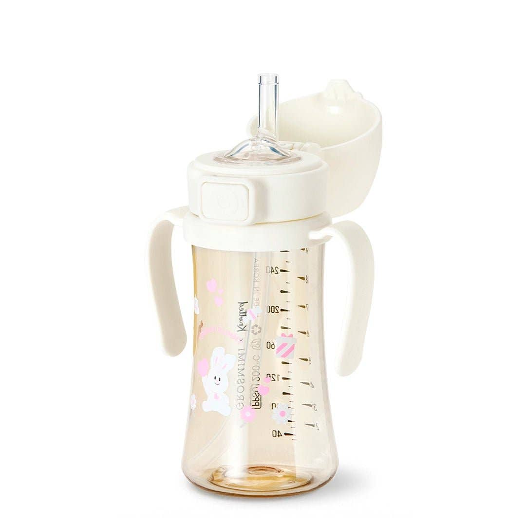onzenna (Grosmimi and Cha&amp;Mom) - Grosmimi PPSU Straw Cup with Flip Top - 10oz (12 Months+) Stage 2 Straw: Cherry Peach