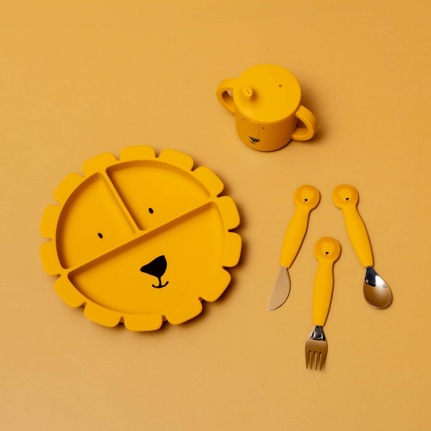 Trixie Baby - Trixie Silicone Cutlery Set, 3-Pack | Baby Toddler Utensils: Mrs. Cat
