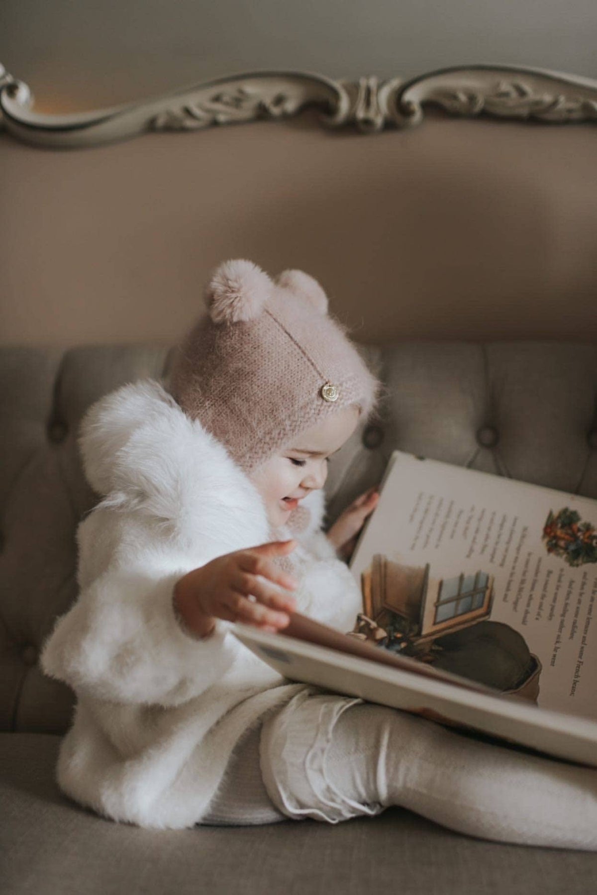 Petite Maison Kids - Dusty Pink Cashmere Teddy Hat: Small (0-12 M)