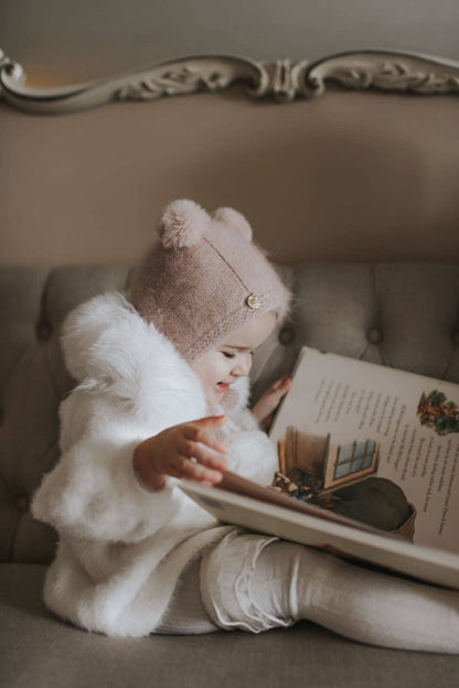 Petite Maison Kids - Dusty Pink Cashmere Teddy Hat: Small (0-12 M)