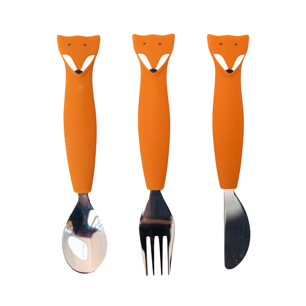 Trixie Baby - Trixie Silicone Cutlery Set, 3-Pack | Baby Toddler Utensils: Mr. Shark