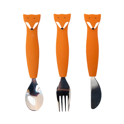 Trixie Baby - Trixie Silicone Cutlery Set, 3-Pack | Baby Toddler Utensils: Mr. Shark