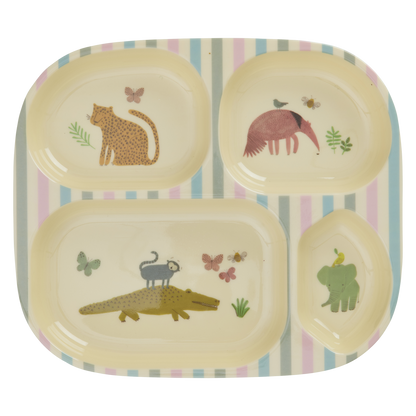 RicebyRice - Melamine Kids 4 Room Plate - Sweet Jungle Print