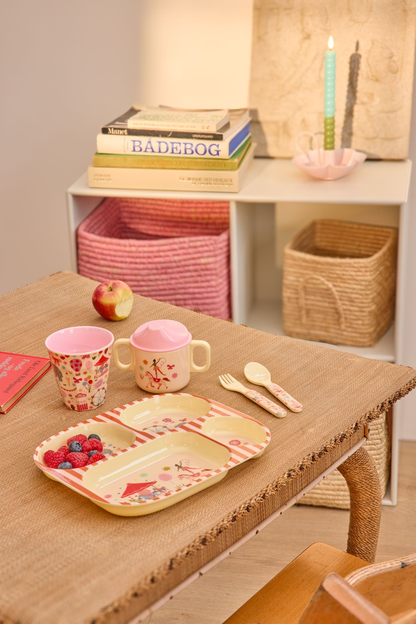 RicebyRice - Melamine Kids 4 Room Plate - Fun Fair Pink Print