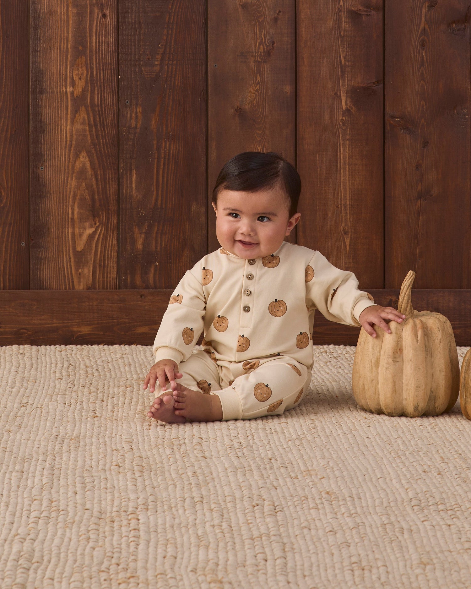 Quincy Mae Relaxed Fleece Jumpsuit - Pumpkins - official product image 2