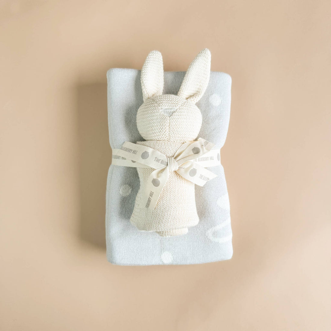 The Blueberry Hill - Set Star Moon Bunny Blanket Lovey Gift Baby Shower Organic: Blanket + Cream Lovey