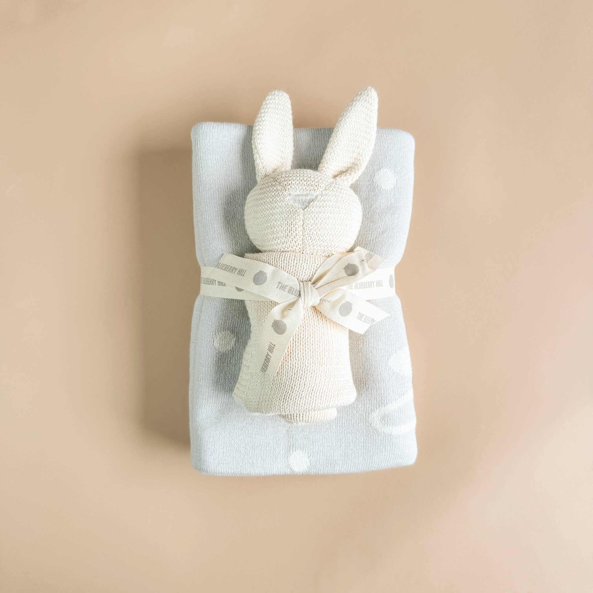 The Blueberry Hill - Set Star Moon Bunny Blanket Lovey Gift Baby Shower Organic: Blanket + Cream Lovey
