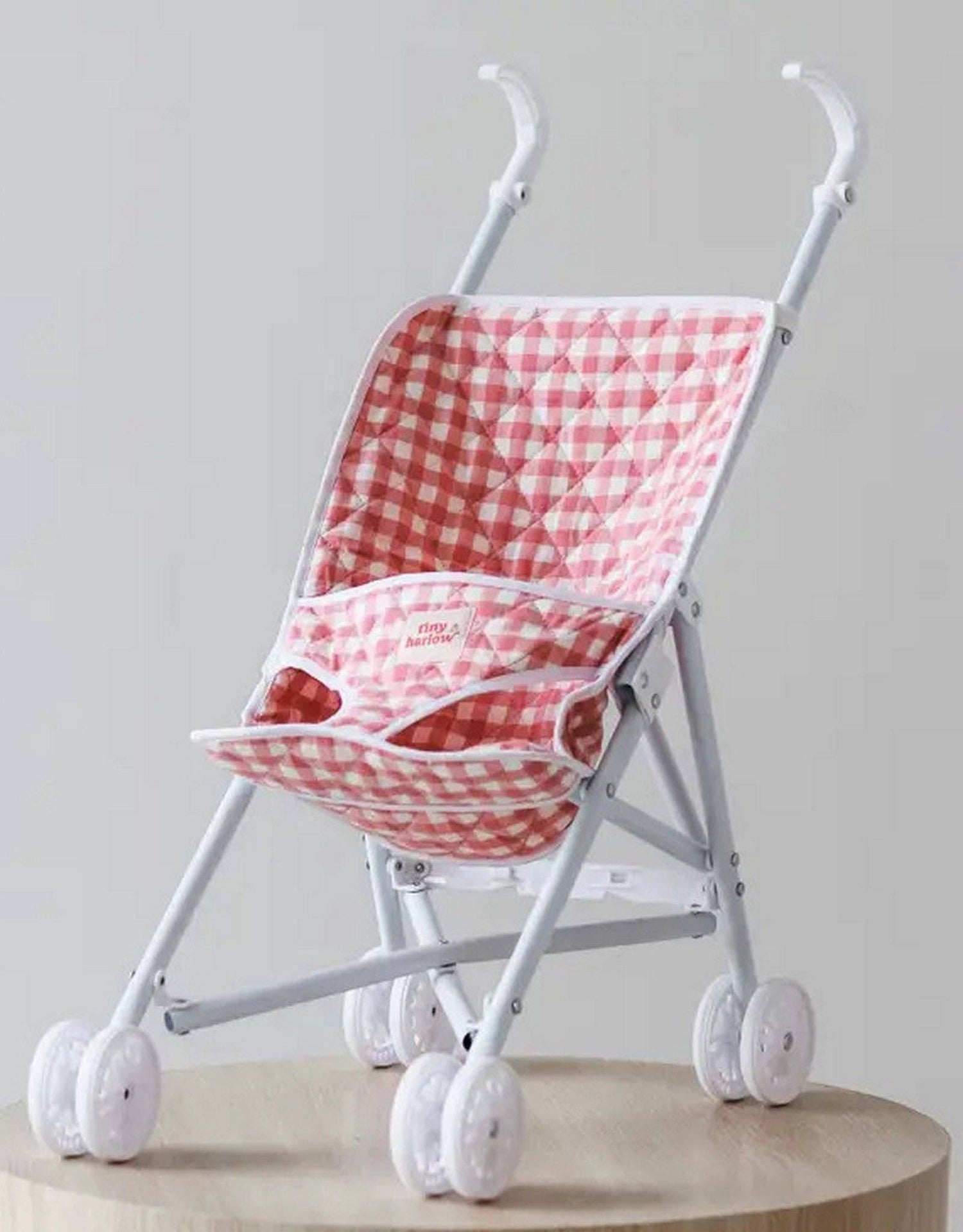 Shine on me Distribution - Stroller for doll - Pink Gingham - Tiny Harlow