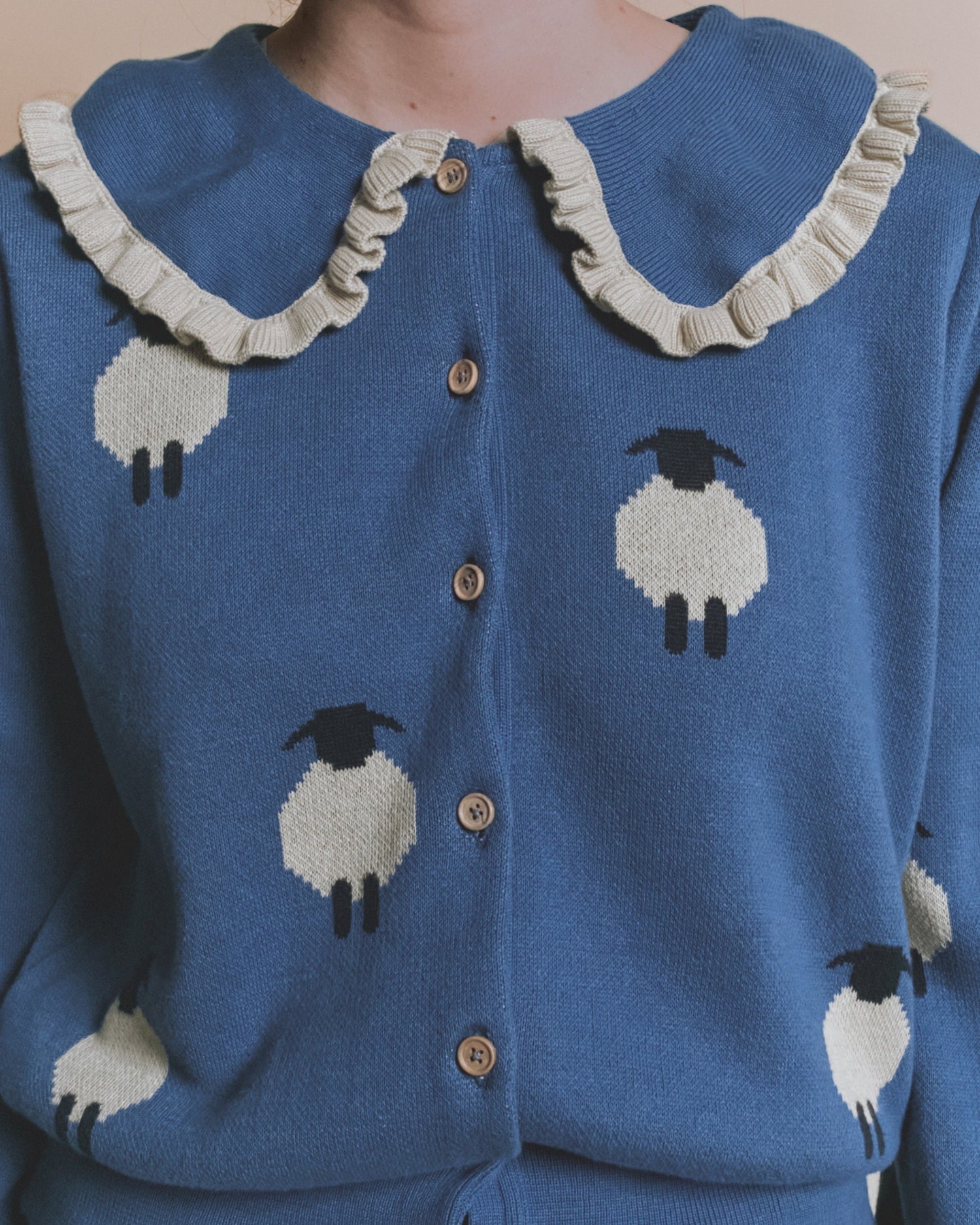 Emile et Ida Blue Sheep Intarsia Cardigan