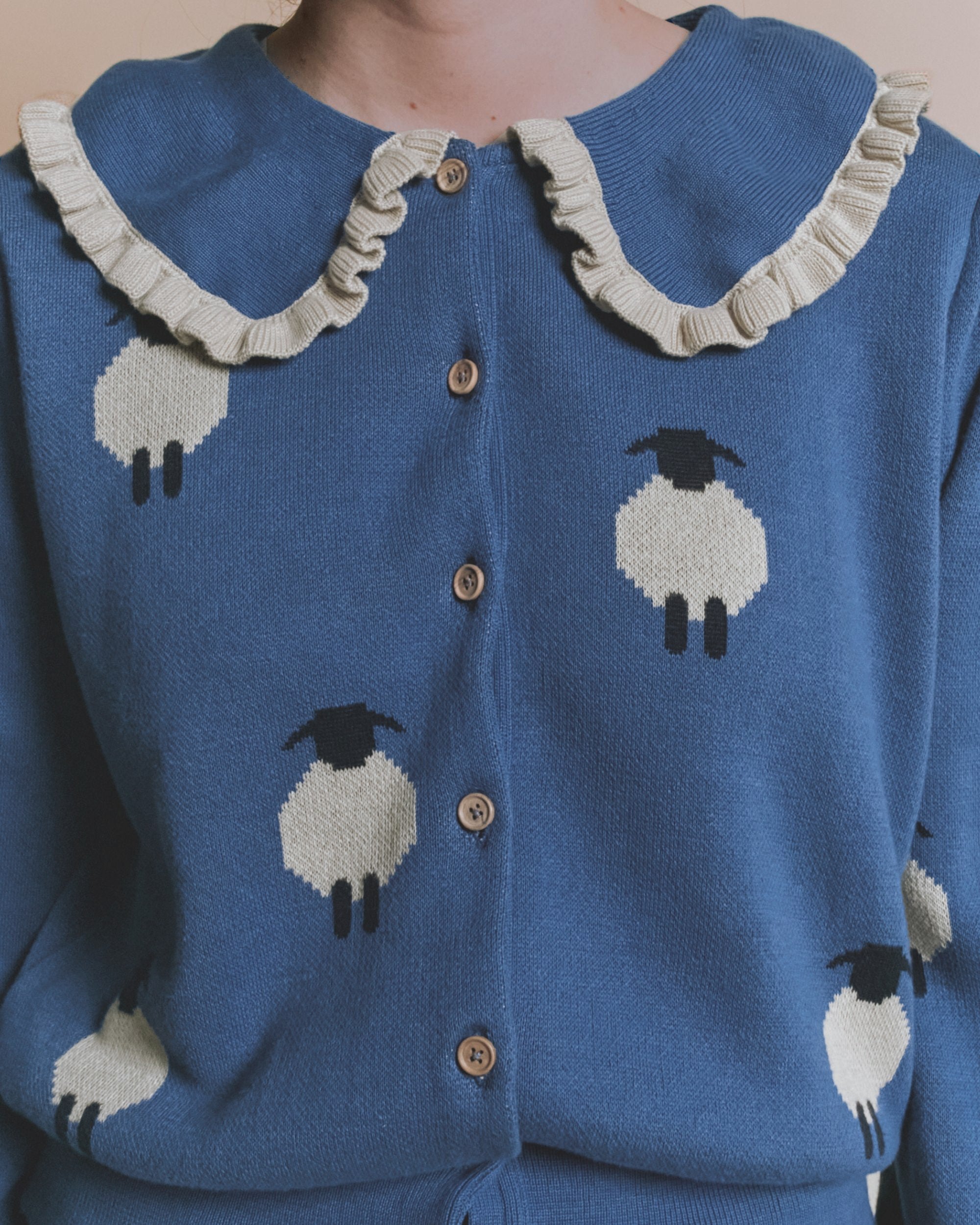 Emile et Ida Blue Sheep Intarsia Cardigan