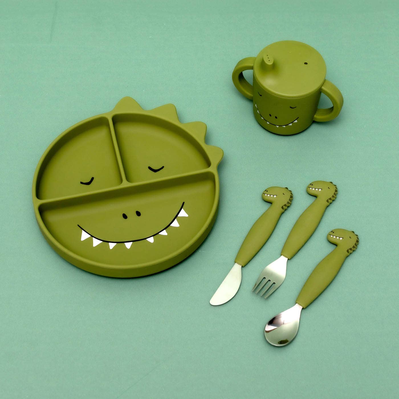 Trixie Baby - Trixie Silicone Cutlery Set, 3-Pack | Baby Toddler Utensils: Mr. Shark
