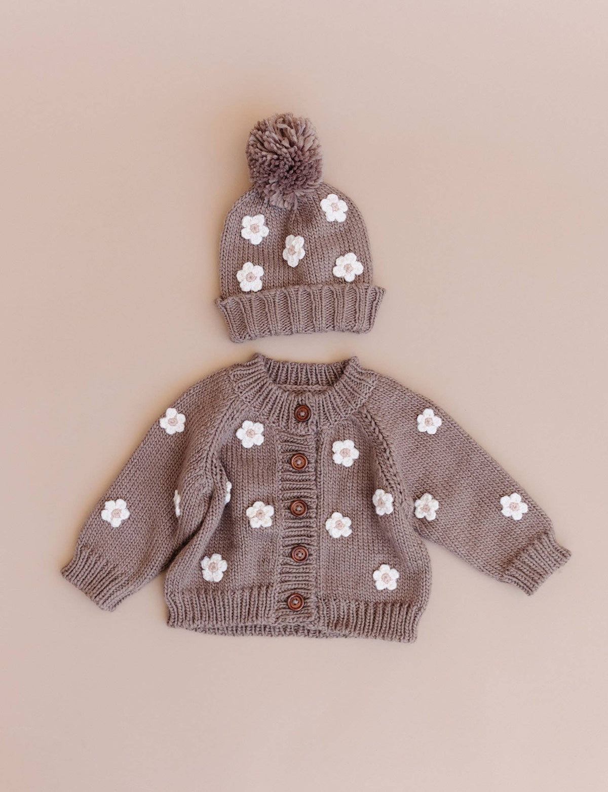 The Blueberry Hill Flower Cardigan - Tan