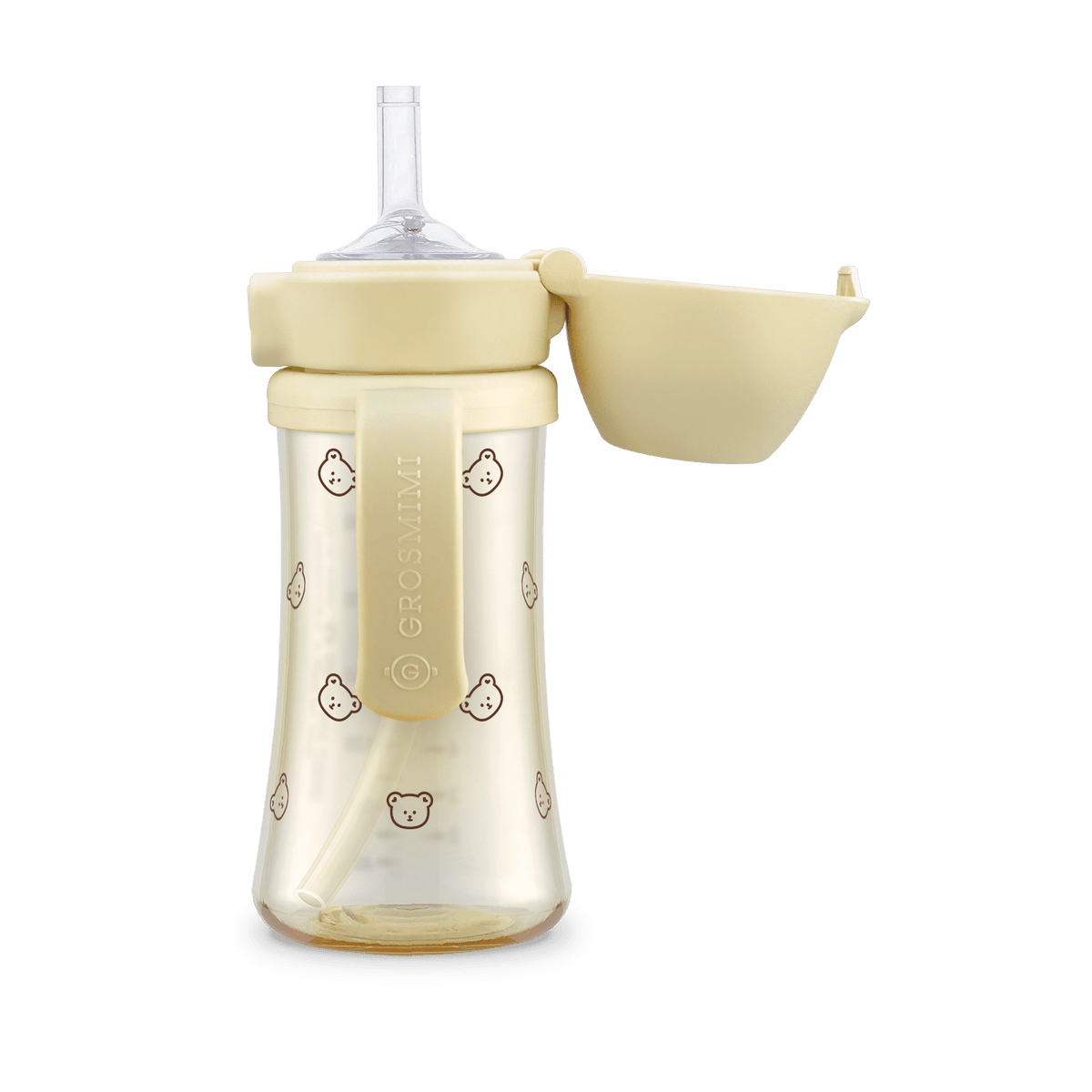 onzenna (Grosmimi and Cha&amp;Mom) - Grosmimi PPSU Straw Cup with Flip Top - 10oz (12 Months+) Stage 2 Straw: Cherry Peach