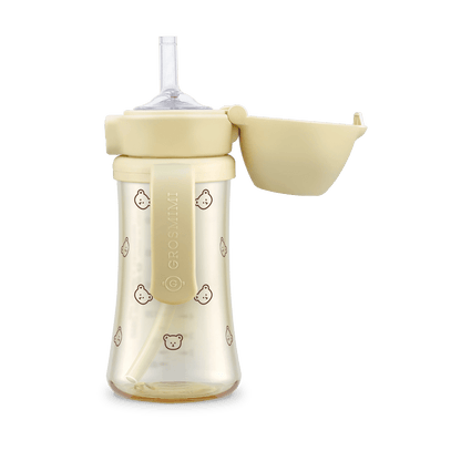 onzenna (Grosmimi and Cha&amp;Mom) - Grosmimi PPSU Straw Cup with Flip Top - 10oz (12 Months+) Stage 2 Straw: Cherry Peach