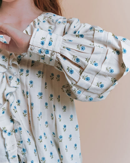 Emile et Ida Scarlet Floral Khadi Ruffle Blouse