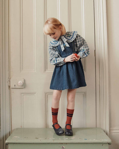 Emile et Ida Celestine Check Large Collar Blouse