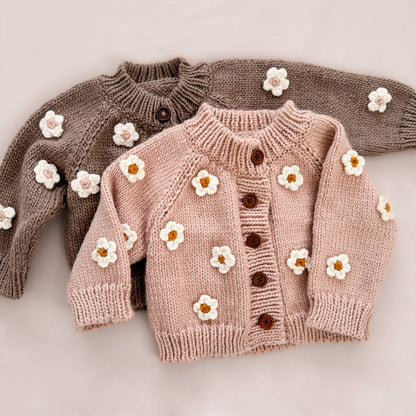 The Blueberry Hill Flower Cardigan - Tan