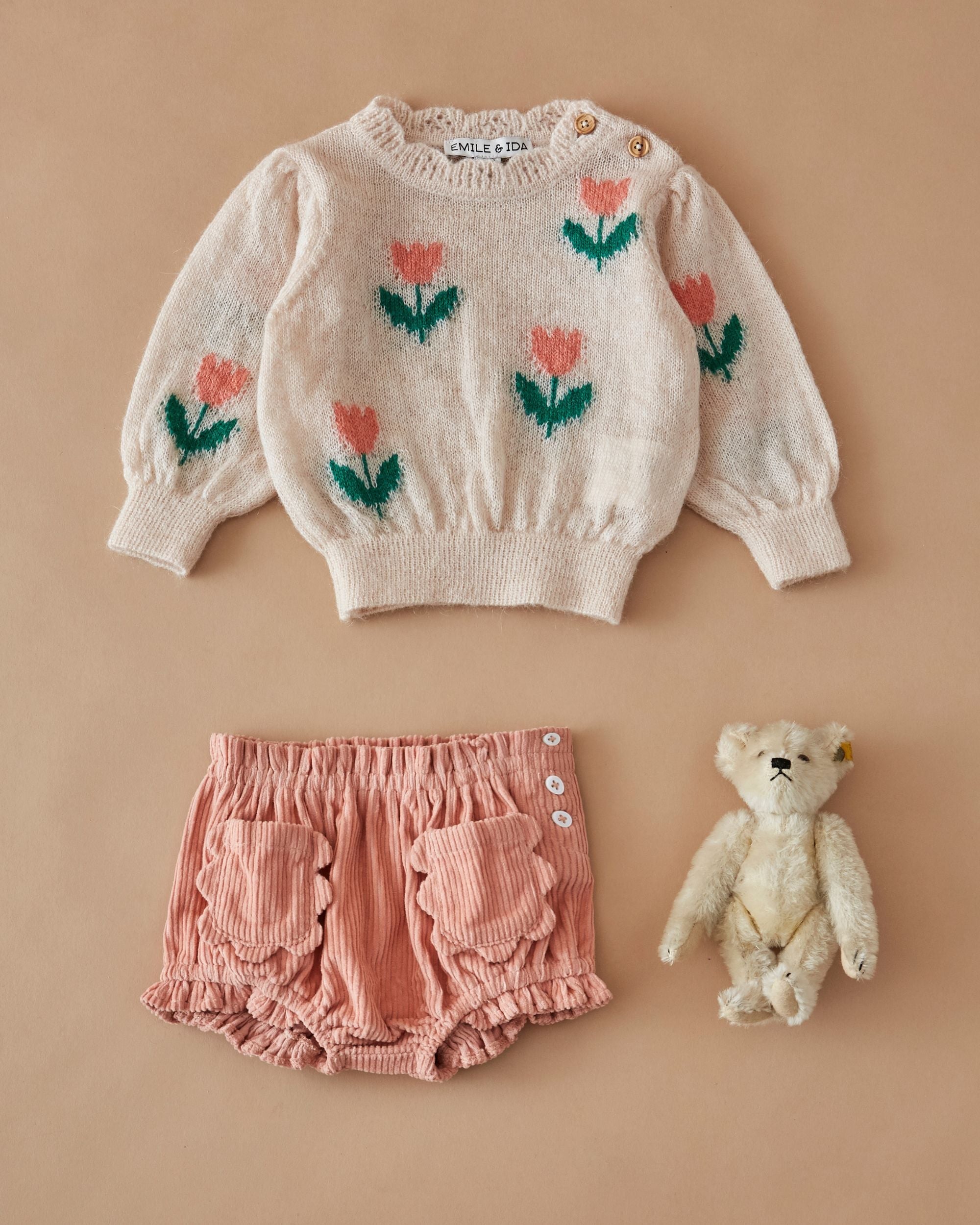Emile et Ida Pink Tulip Intarsia Sweater