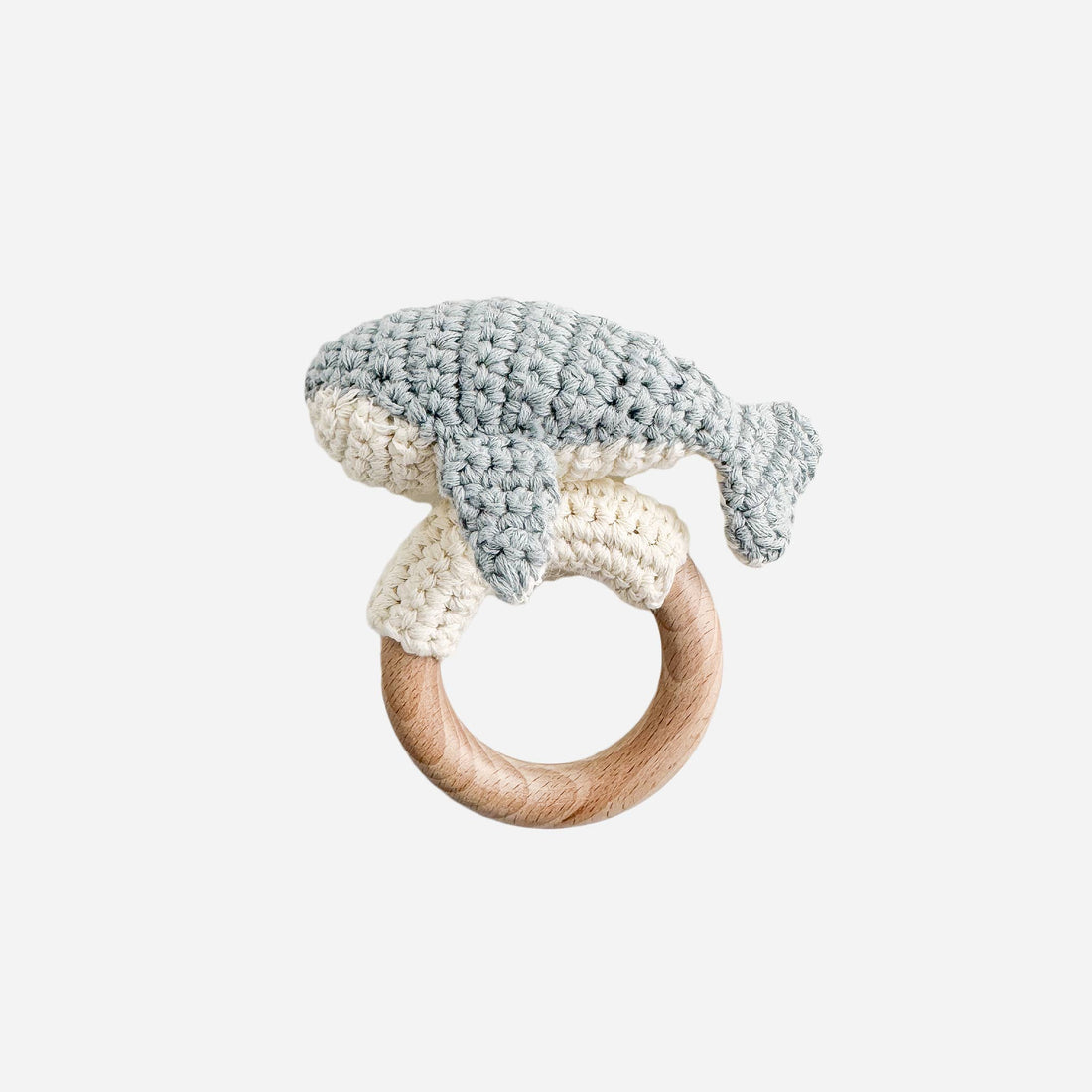 The Blueberry Hill - Teether Whale Cotton Crochet Rattle Baby Gift Spring Summer