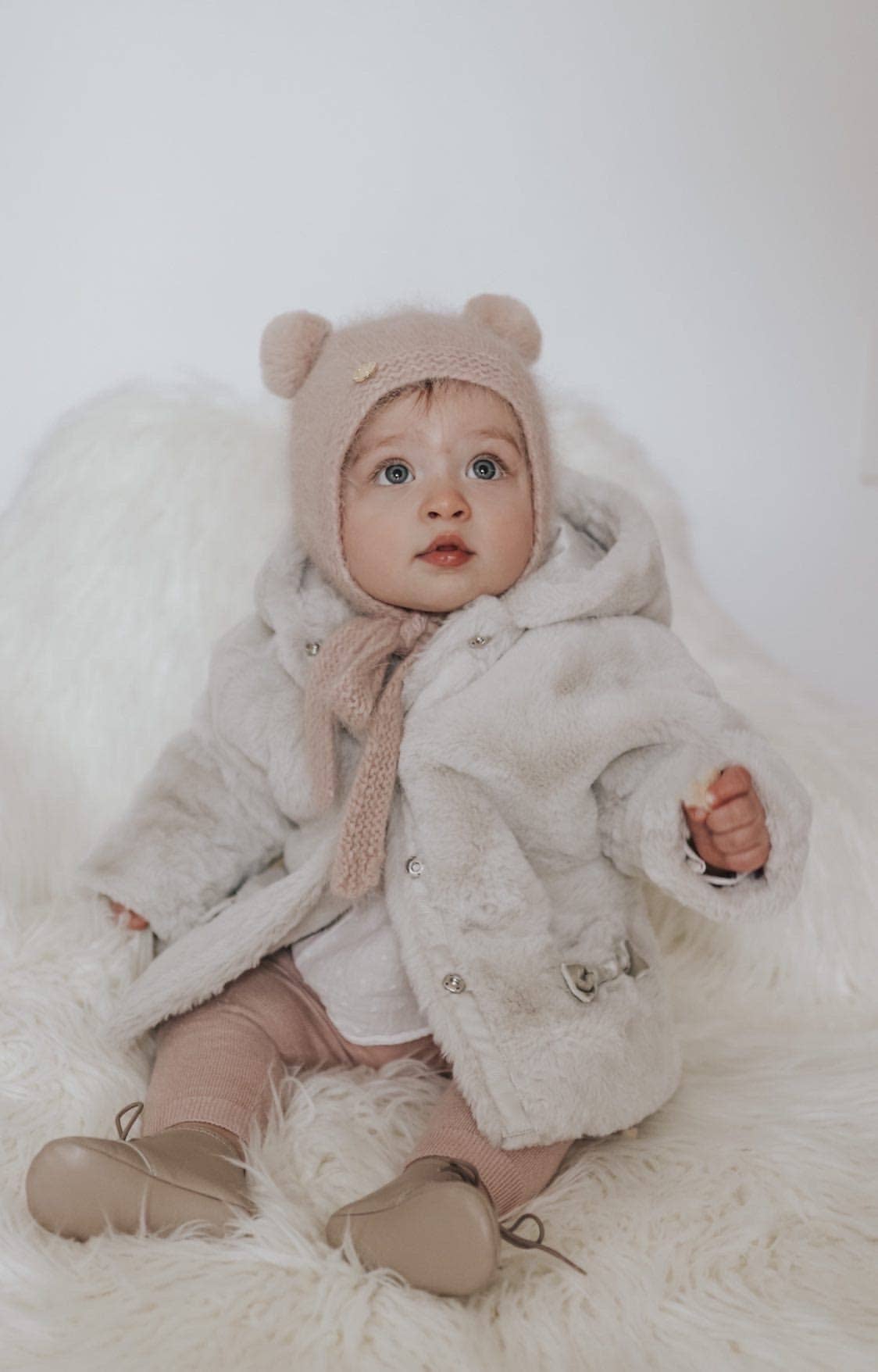 Petite Maison Kids - Dusty Pink Cashmere Teddy Hat: Small (0-12 M)