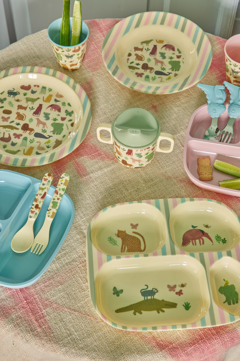 RicebyRice - Melamine Kids 4 Room Plate - Sweet Jungle Print