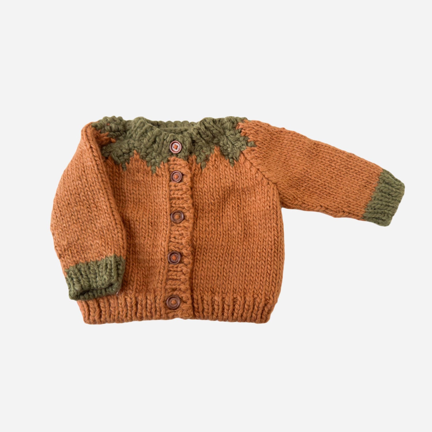 The Blueberry Hill - Pumpkin Cardigan Baby Kid Fall Thanksgiving Fall Winter: Clay / XS 6-12m