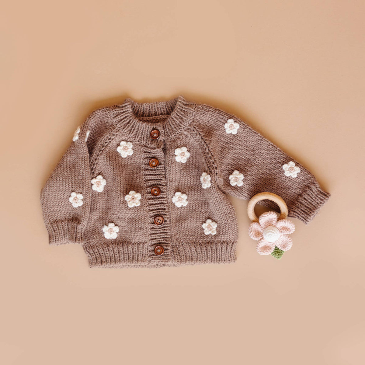 The Blueberry Hill Flower Cardigan - Tan