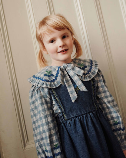Emile et Ida Celestine Check Large Collar Blouse
