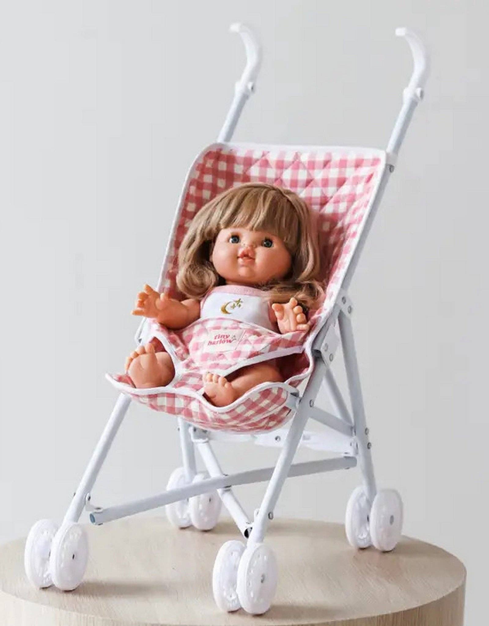 Shine on me Distribution - Stroller for doll - Pink Gingham - Tiny Harlow
