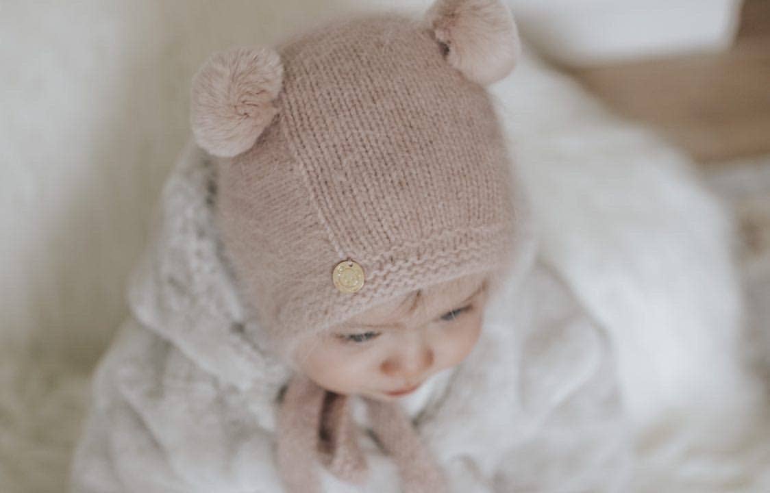 Petite Maison Kids - Dusty Pink Cashmere Teddy Hat: Small (0-12 M)