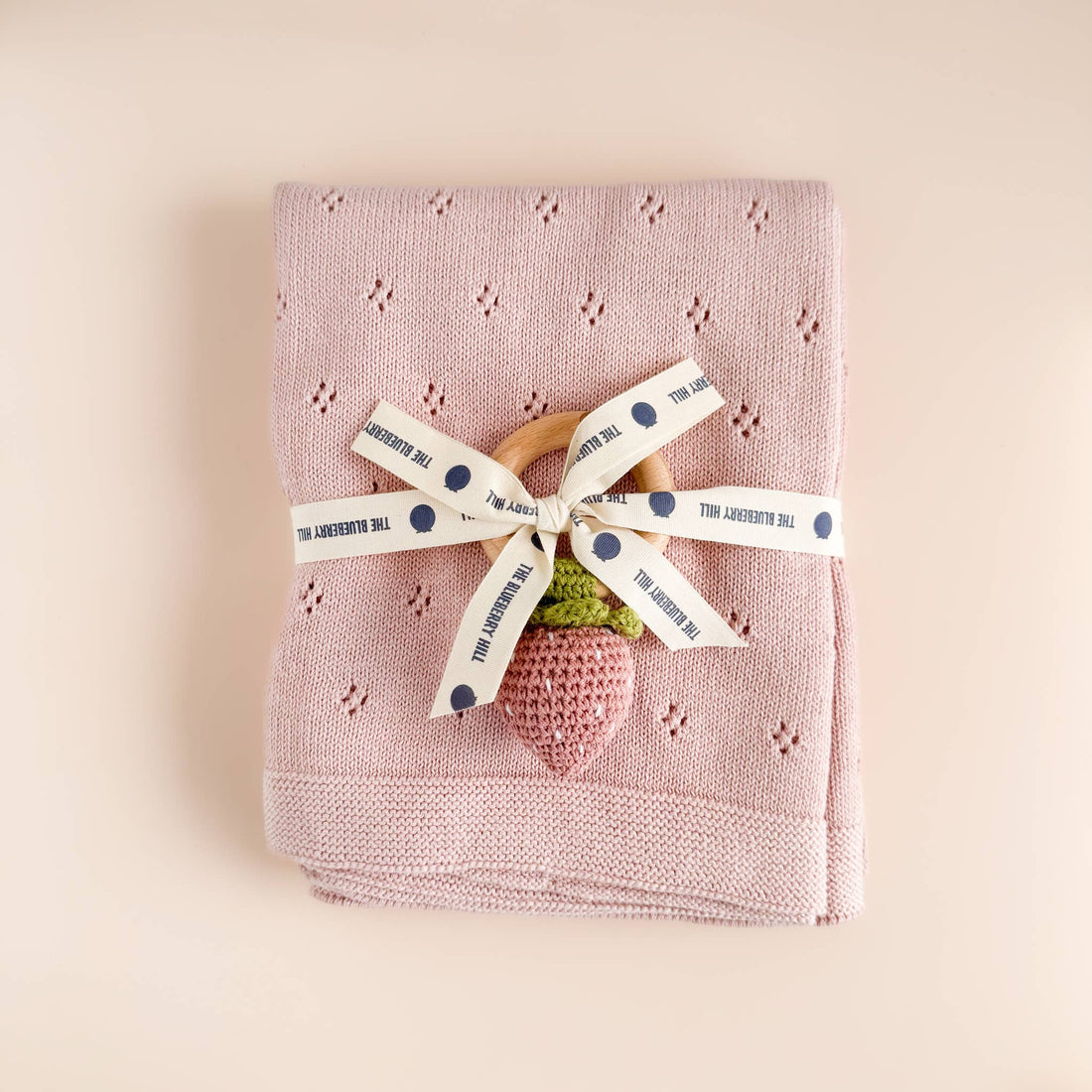 The Blueberry Hill - Heirloom Pique Blanket Blush Organic Cotton Baby Gift: Blush