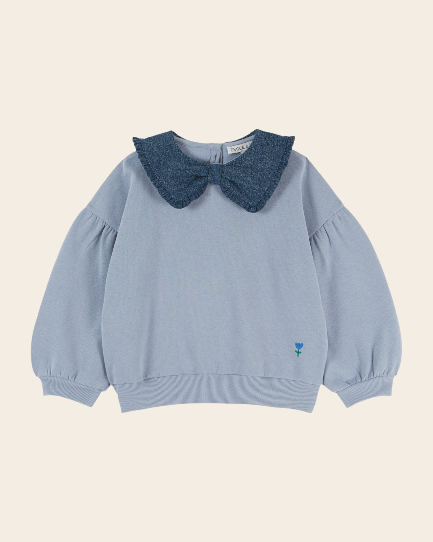 Emile et Ida Blue Denim Collar Sweatshirt