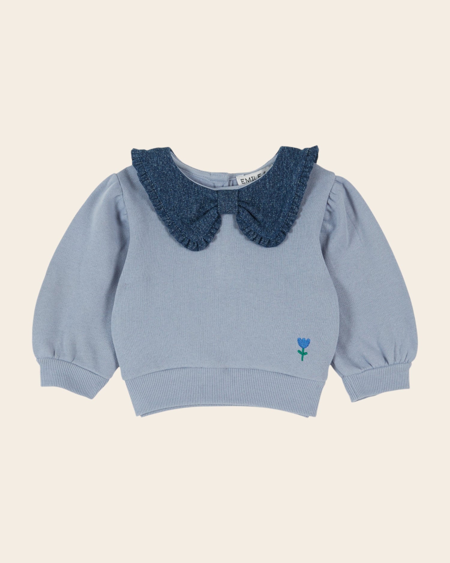 Emile et Ida Blue Denim Collar Sweatshirt