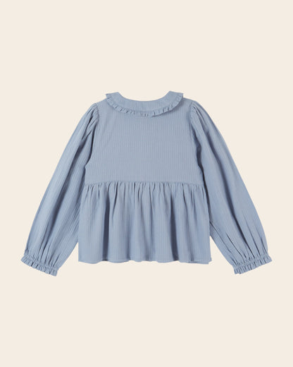 Emile et Ida Blue Cherry Smocked Blouse