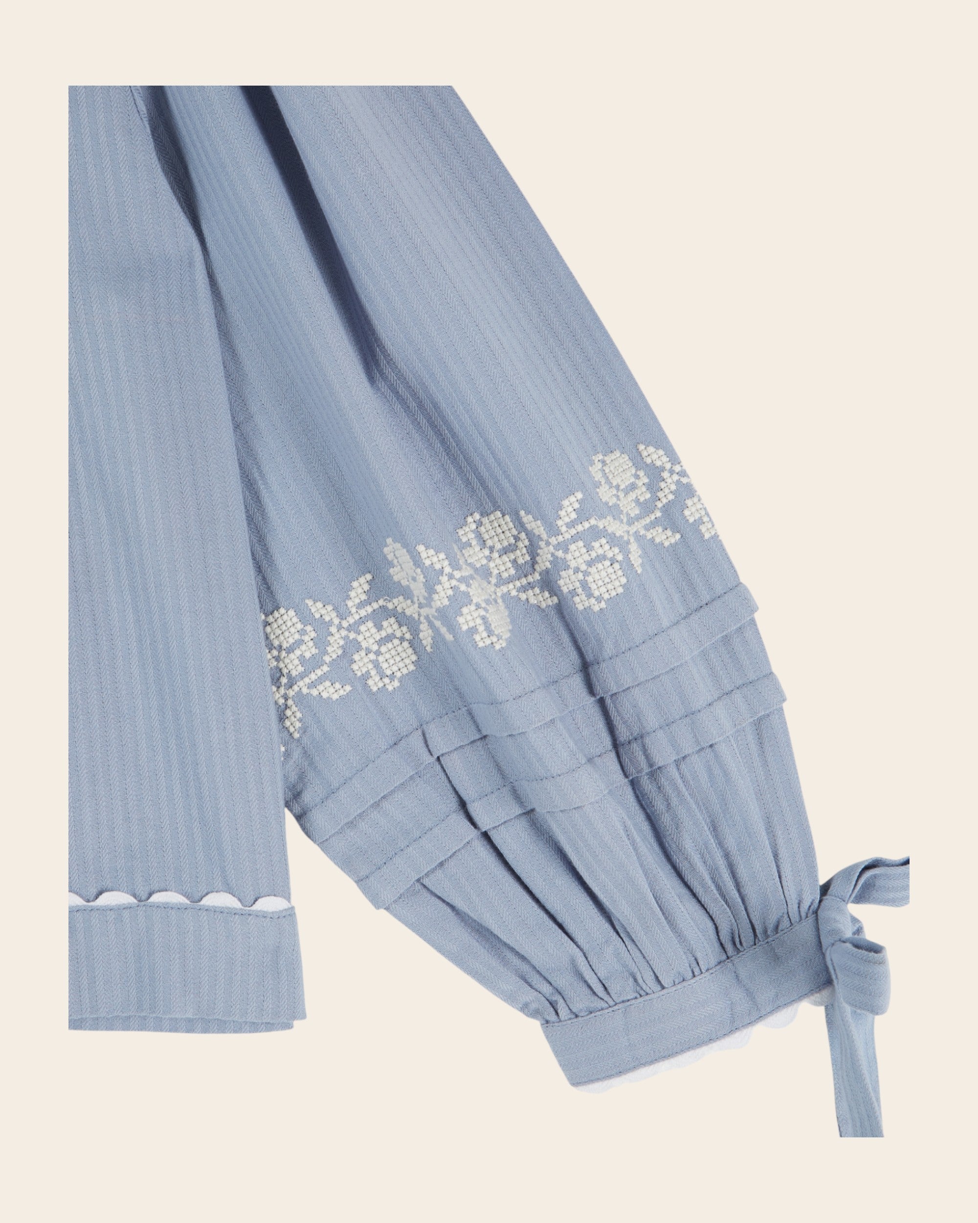 Emile et Ida Blue Embroidered Collar Blouse