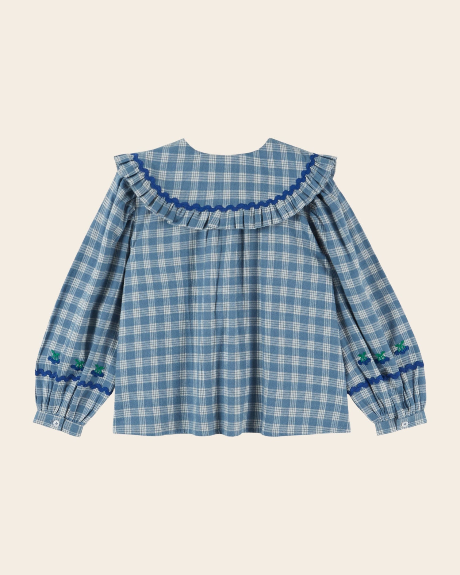 Emile et Ida Celestine Check Large Collar Blouse
