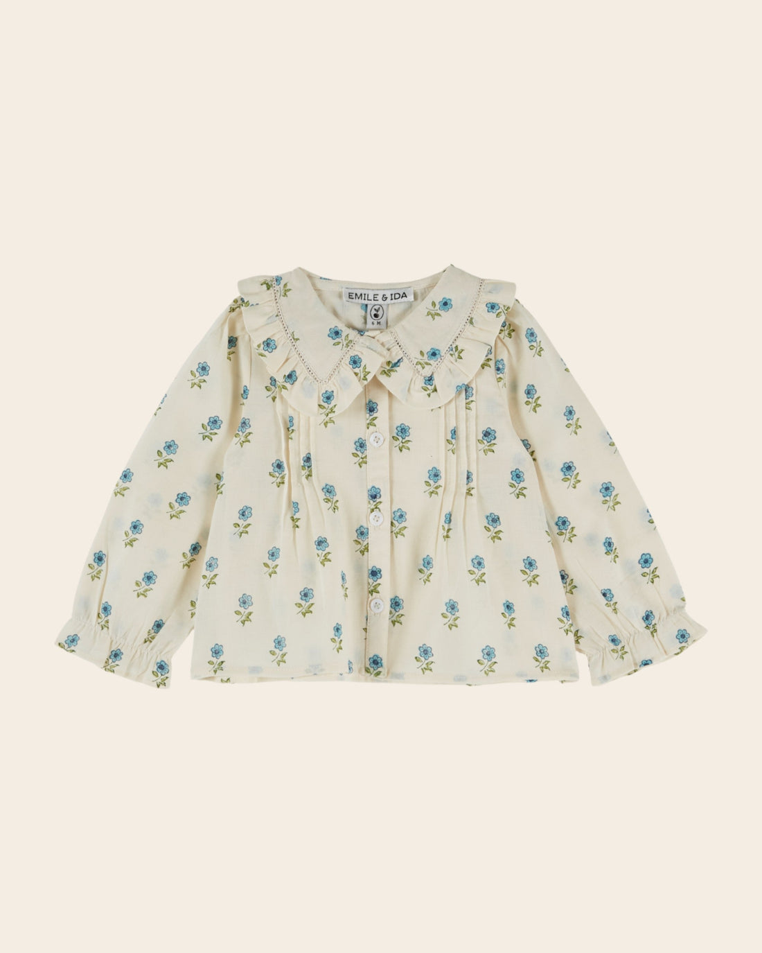 Emile et Ida Scarlet Floral Large Collar Blouse