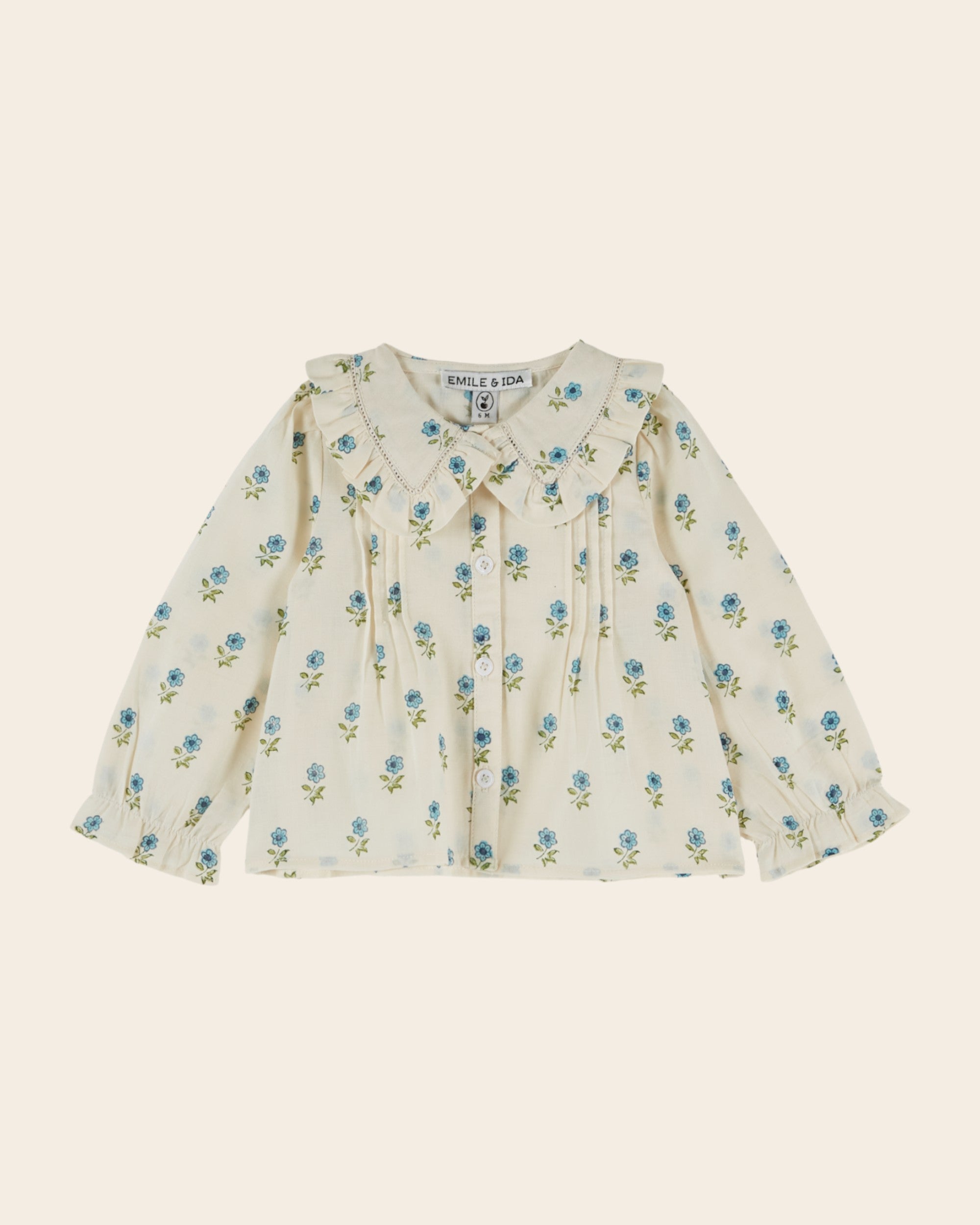 Emile et Ida Scarlet Floral Large Collar Blouse