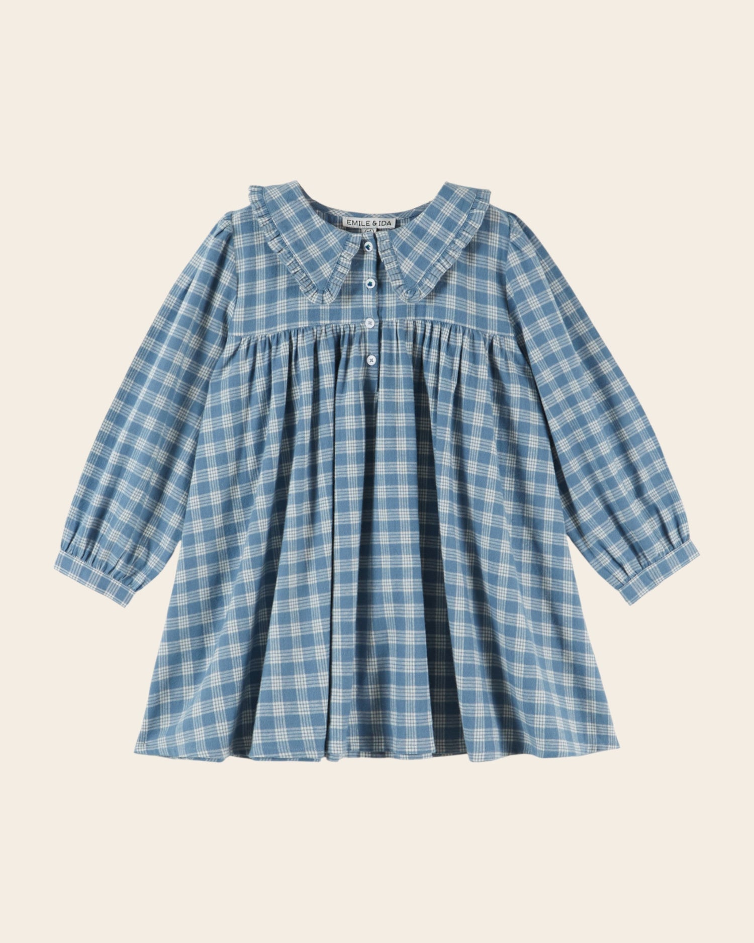 Emile et Ida Celestine Check Ruffle Collar Dress