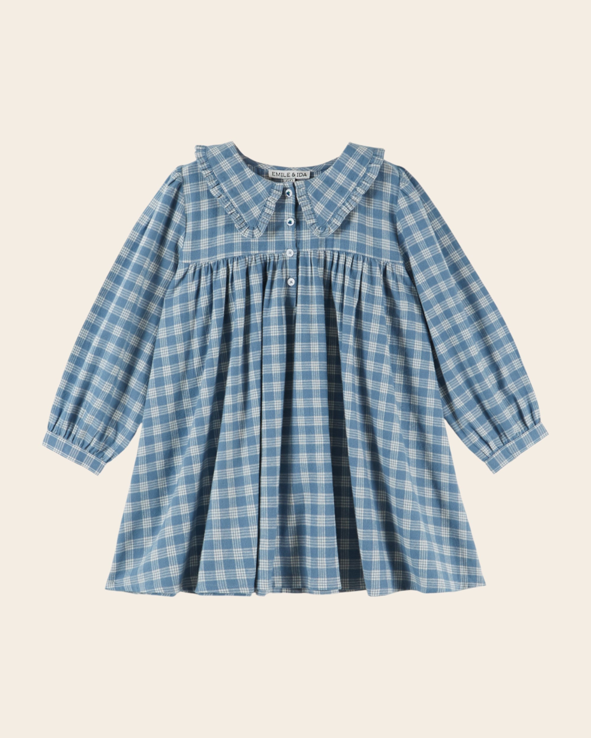 Emile et Ida Celestine Check Ruffle Collar Dress