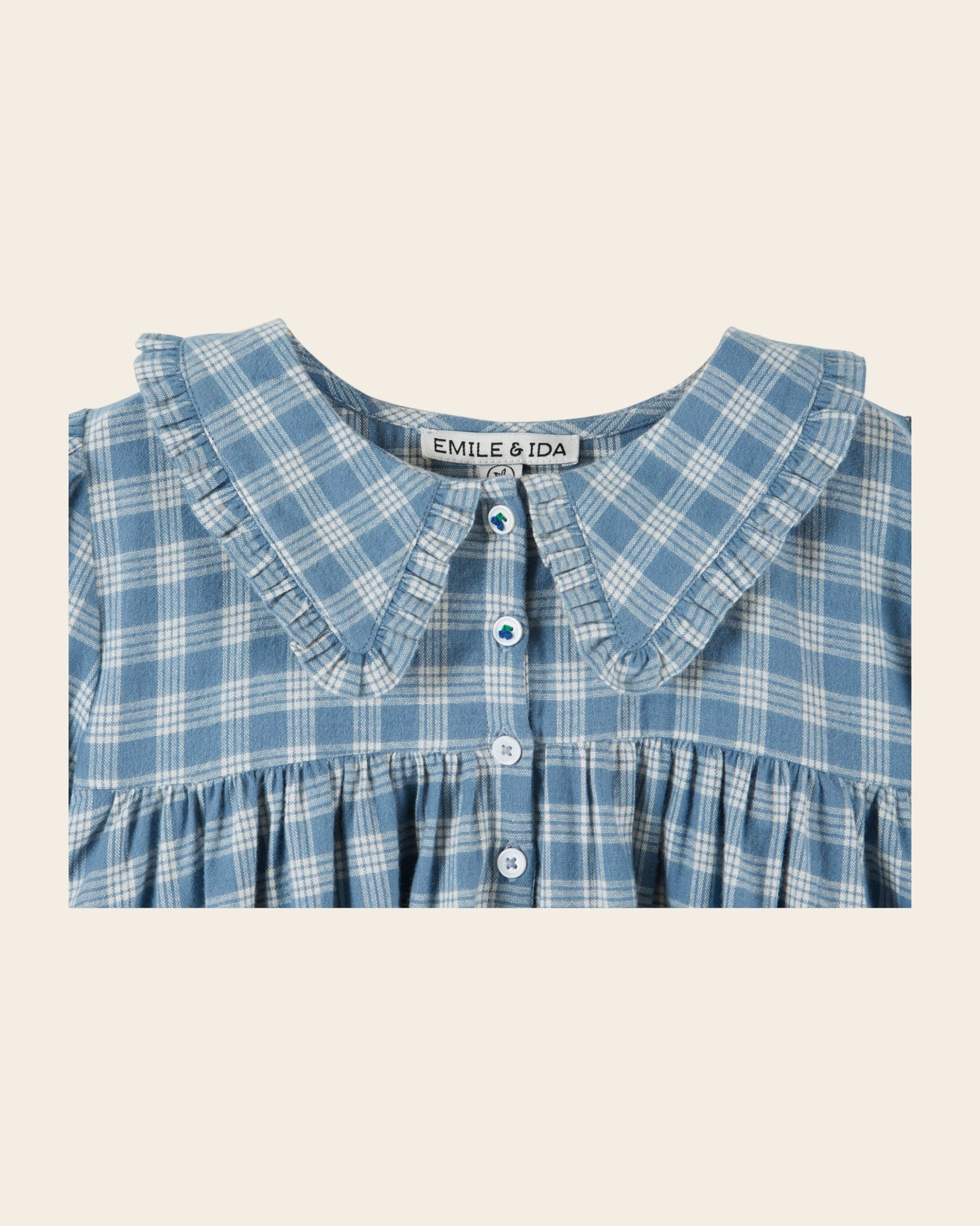 Emile et Ida Celestine Check Ruffle Collar Dress