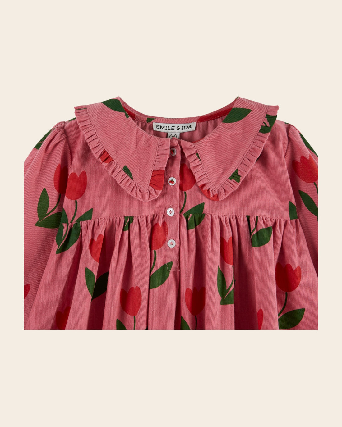Emile et Ida Grande Tulipe Corduroy Ruffle Collar Dress