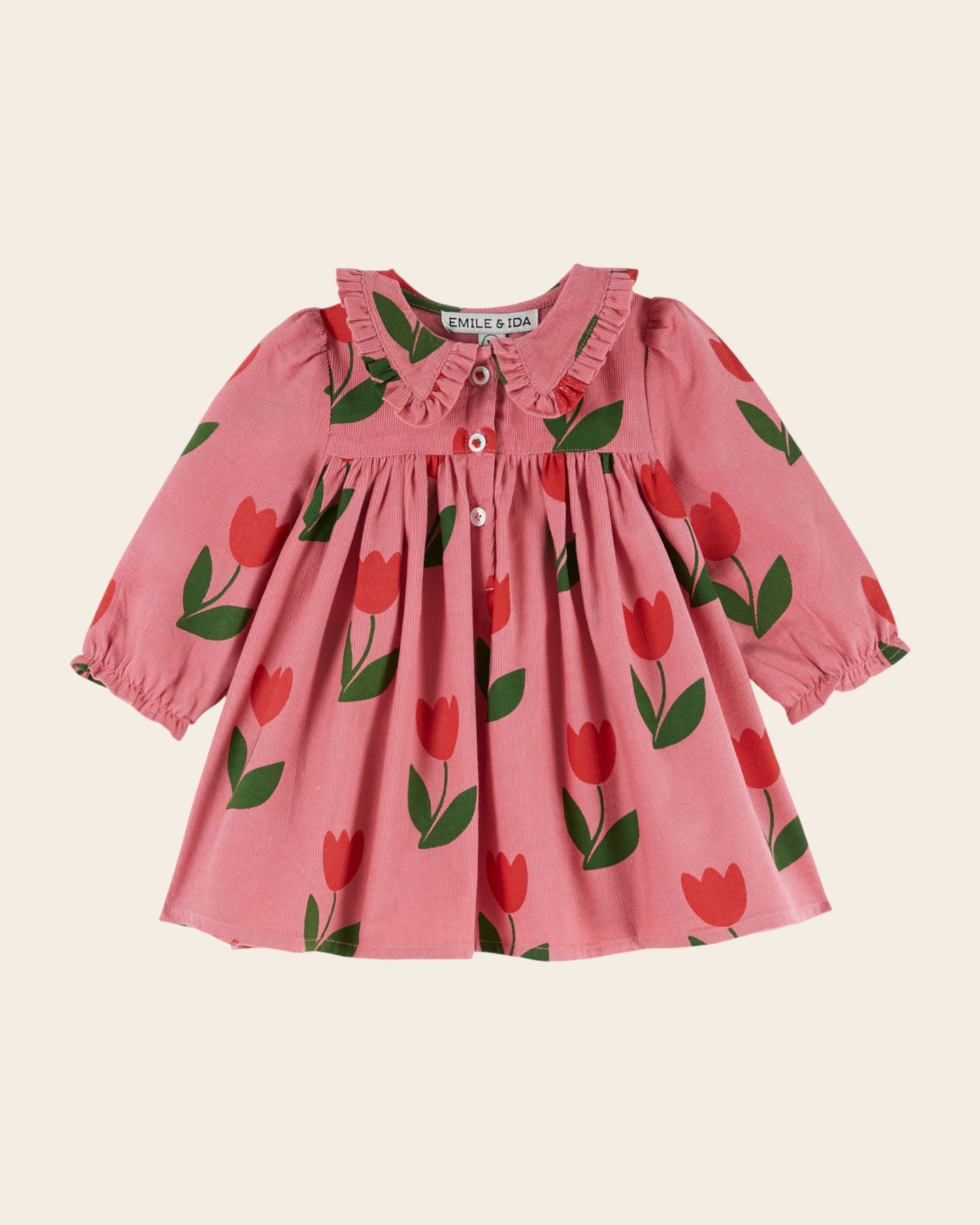 Emile et Ida Grande Tulipe Corduroy Ruffle Collar Dress
